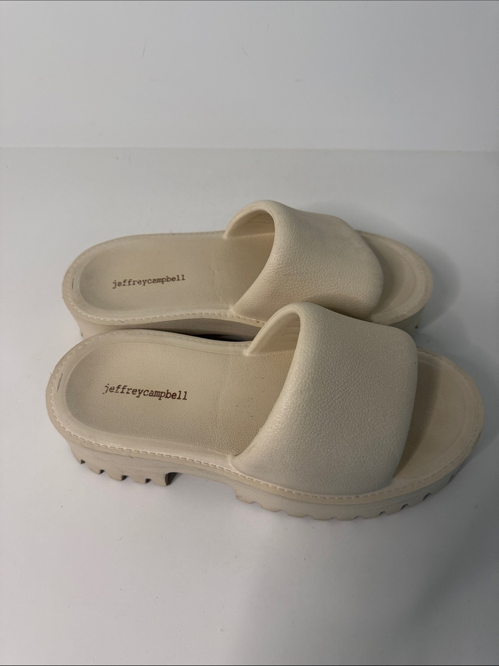 Jeffrey Campbell Platform Slide Sandals Cream - Picture 4 of 4